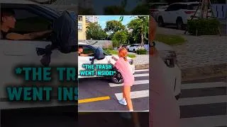Thumbnail: She Tried to Throw Trash Into the Bin, But It Ended Up in a Car Instead  😂