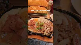 Thumbnail: Vietnamese breakfast – sizzling beef with egg, pate, and sausage! 🇻🇳🍽️🔥 #breakfast #vietnam #foodie