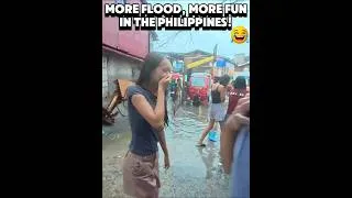 Thumbnail: When the streets flood, the fun begins! #flood #philippines #shorts