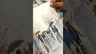 Thumbnail: Easy Watercolour Rainy Street Figures! ☔️🚶‍♂️ Watercolor Human Figures #watercolor #painting #figure