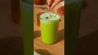 Thumbnail: iced matcha + benifuki latte asmr 🍵