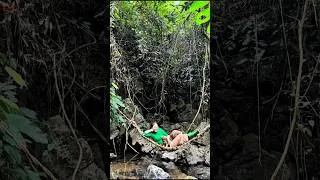 Thumbnail: Camping by the stream with a lovely dog