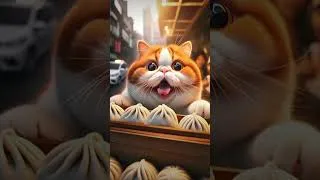 Thumbnail: Hungry Cat 🐾 Steals a Bun 🥟 on the Street! #catcute #catlover #funny #cute #animals #cooking