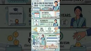 Thumbnail: SBI ends the registration for 9,766 Junior Associate (Clerk) vacancies tomorrow on August 31, 2026.
