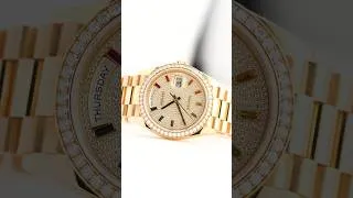 Thumbnail: Unboxing the Rolex Day-Date “Rainbow” 128348RBR 🌈 #Luxury #DayDate #GemSetRolex #Watches #diamonds