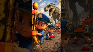 Thumbnail: Baby Police Pressed the Button… T-Rex Appeared! 😱🦖 #TRexSurprise #BabyCopAdventure #Dino#Shorts