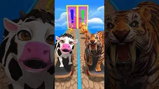 Thumbnail: New Kiss Run Cow Cartoon vs Tiger Funny Epic Challenge! #gta #viral #shorts